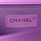 Lambskin Chevron Quilted Medium Boy Flap Purple