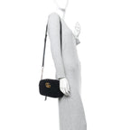 Velvet Matelasse Small GG Marmont Chain Shoulder Bag Black