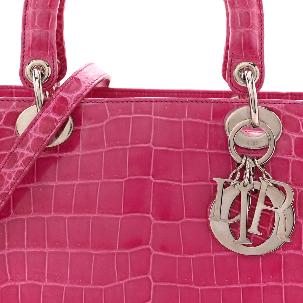 Alligator Medium Lady Dior Pink