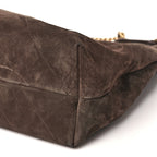 Suede Calfskin Lambskin Quilted Maxi Hobo Dark Brown