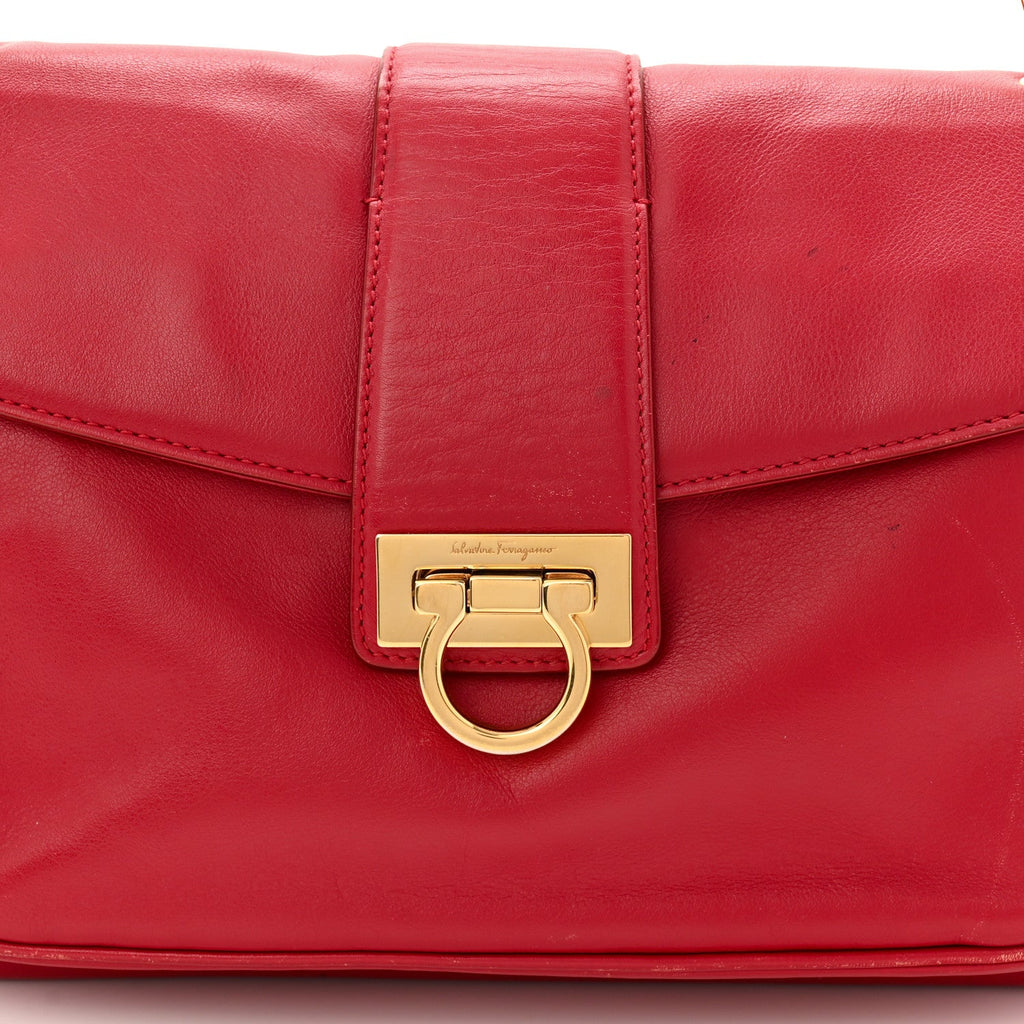 Calfskin Gancini Chain Shoulder Bag Red