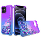 Shiny Flowing Glitter Liquid Bumper Case For Apple Iphone 12 Mini In Purple