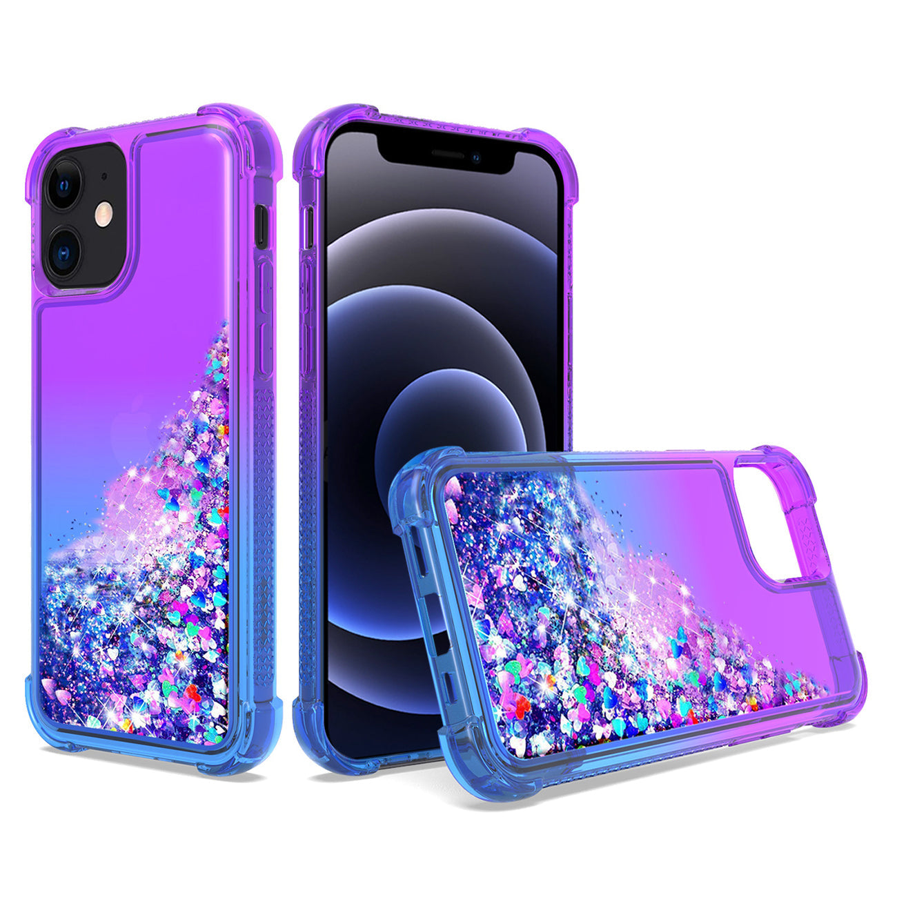 Shiny Flowing Glitter Liquid Bumper Case For Apple Iphone 12 Mini In Purple