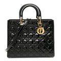 Patent Cannage Large Lady Dior Black