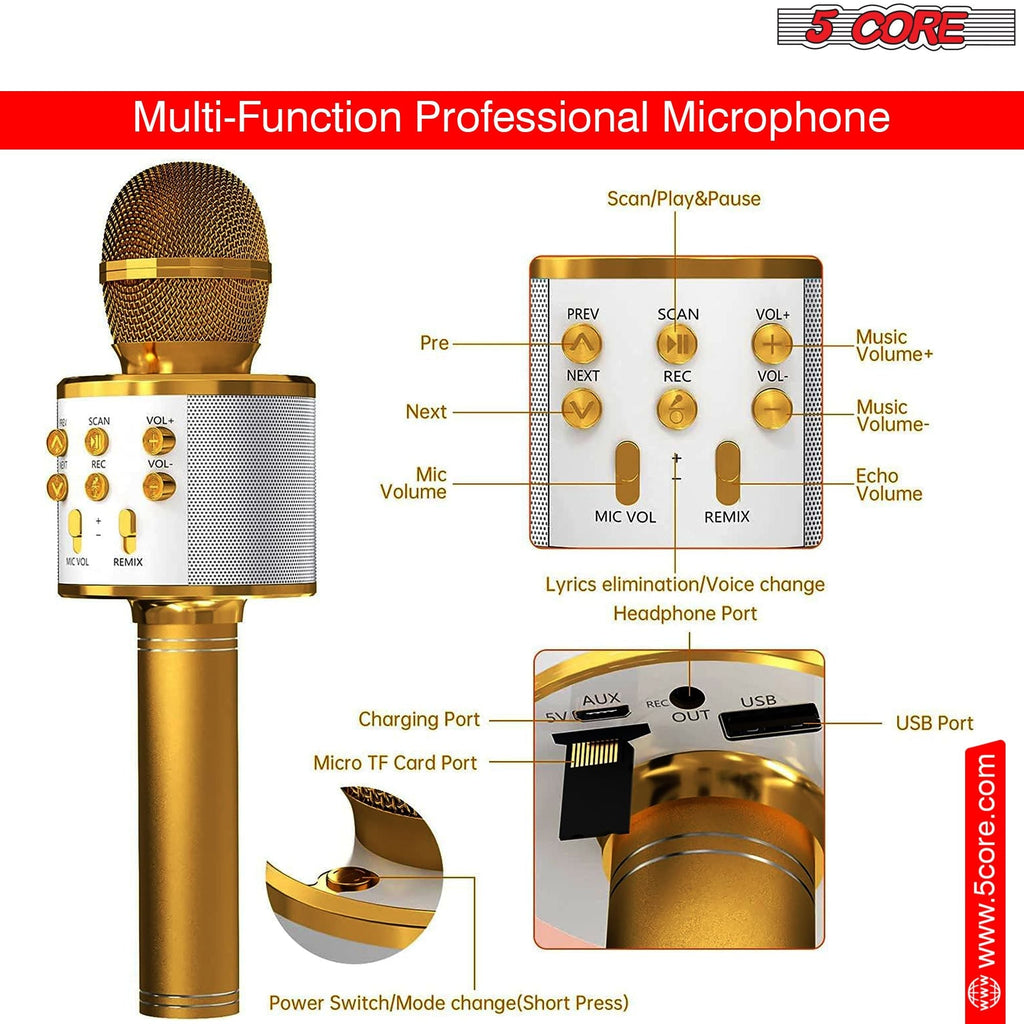 Microphone Wireless Karaoke Mic With Speaker 3 in 1 Portable Bluetooth Microfono Inalambrico