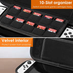 Carrying Case Compatible with Nintendo Switch EVA Hard Shell Console Storage Bag Pouch Case with 10 Game Catridge Slots