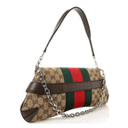 Monogram Textured Dollar Calfskin Heavy Grosgrain Web Medium Maxi Horsebit Chain Shoulder Bag Beige Ebony New Acero