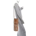 Suede Mini Fringe Tassel Bag Toffee