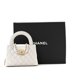 Shiny Aged Calfskin Quilted Nano Kelly Shopper Light Grey