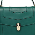 Calfskin Large Serpenti Forever Top Handle Emerald Green