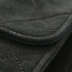 Suede Quilted Medium Single Flap Black