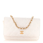 Lambskin Quilted Romance Wallet On Chain WOC White