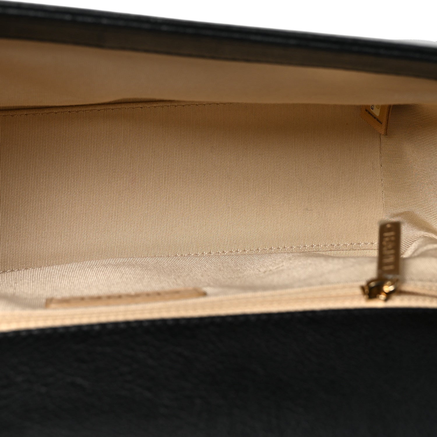 Grained Calfskin Quilted Large Label Click Flap Bag Black