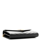 Grain De Poudre Matelasse Chevron Monogram Chain Wallet Black