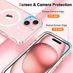 Entronix [Magnetic] Case Compatible with iPhone 15 - [Hard Back] Glitter Clear