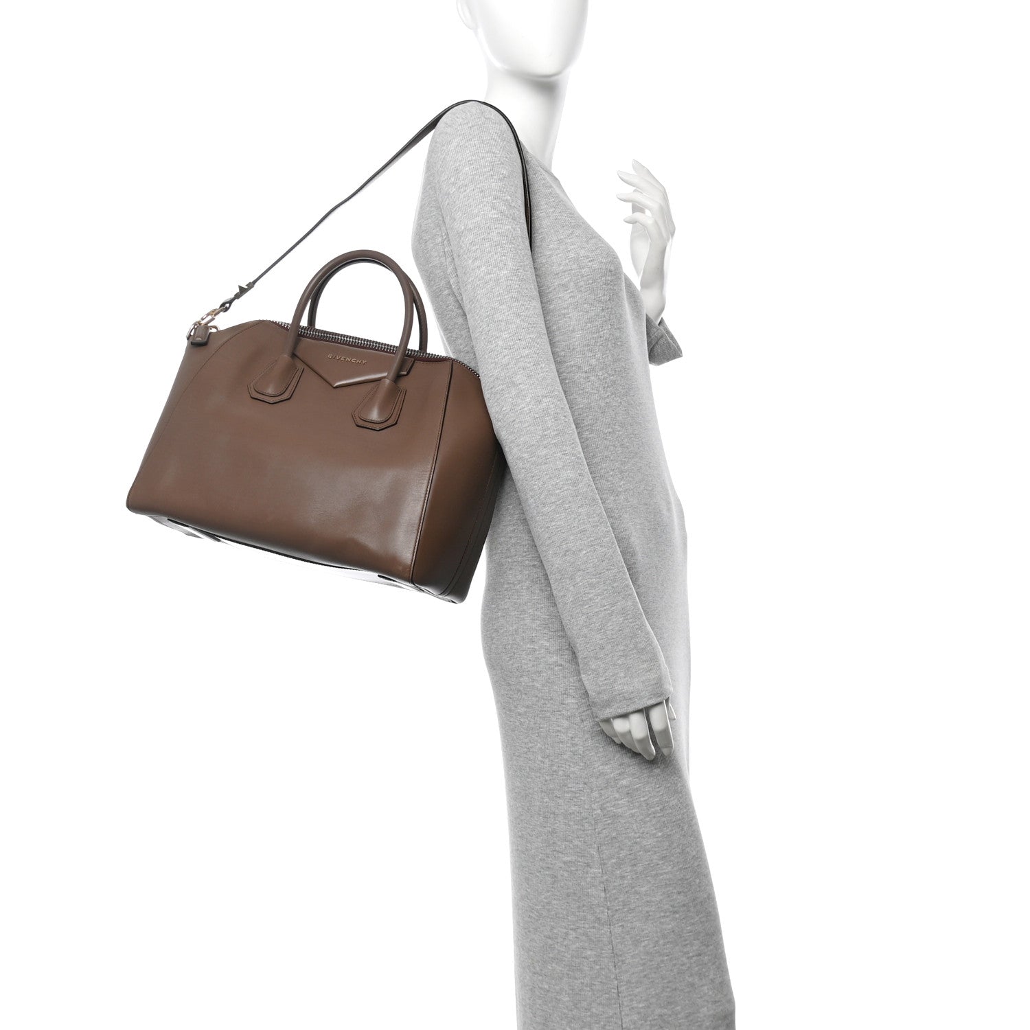 Shiny Lord Calfskin Medium Antigona Brown