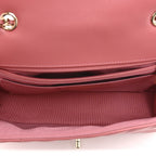 Calfskin Chevron Quilted Small Statement Flap Pink