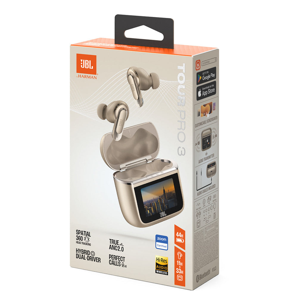 JBL Tour Pro 3 Noise Cancelling True Wireless Earbuds Bundle with gSport Case (Latte)