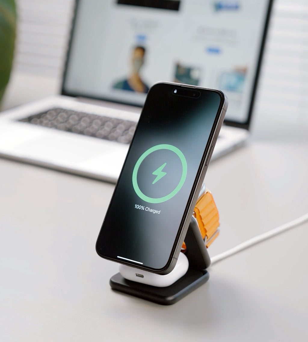 KUXIU X40Q Qi2 Certified 3-in-1 MagSafe Foldable Charging Stand - Black