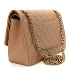 Lambskin Quilted Jumbo Double Flap Dark Beige