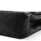 Lambskin Quilted Medium Double Flap Black