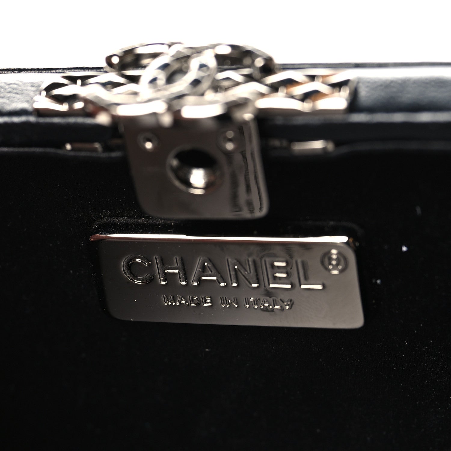 Crystal Calfskin Minaudiere Clutch Black