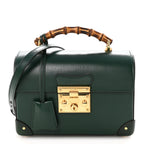 Azalea Calfskin Small Padlock Bamboo Shoulder Bag Vintage Green