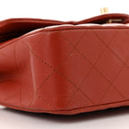Lambskin Quilted Small Double Flap Red