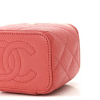 Caviar Quilted Mini Vanity Case With Chain Dark Pink