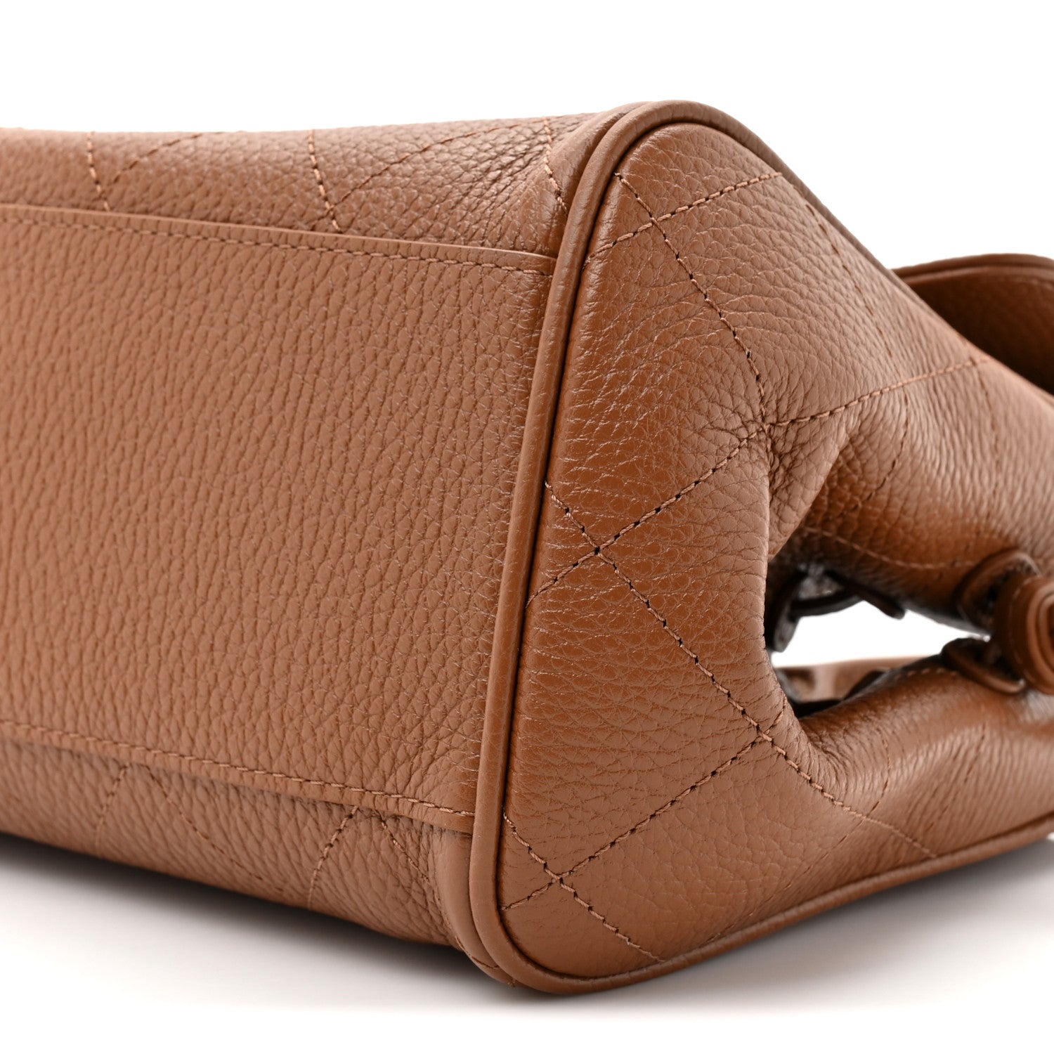 Grained Calfskin Stitched Urban Essentials Small Shopping Bag Camel