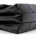 Calfskin Quilted Belt Chain Flap Black