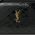Patent Quilted Gaby Zipped Pouch Black