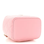 Caviar Quilted Mini Vanity Case With Chain Pink