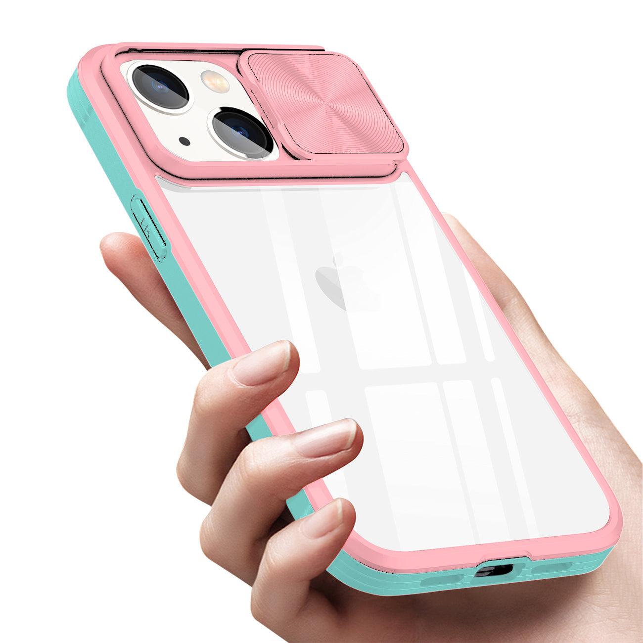 Full Protection With Mobile Phone Protective Film Slide Camera Lens Phone Case For Iphone 14 In Pink