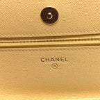 Caviar Quilted Studded CC Wallet on Chain WOC Yellow