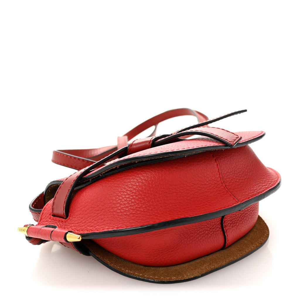 Grained Calfskin Mini Gate Crossbody Bag Scarlet Burnt Red