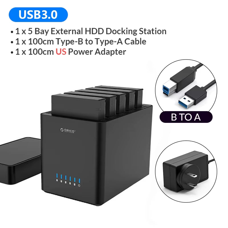 DS Series 5-Bay 3.5-Inch USB Hard Drive Enclosure with Magnetic SATA to USB 3.0 for Cryptocurrency Mining