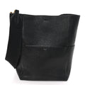 Soft Grained Calfskin Sangle Bucket Bag Black