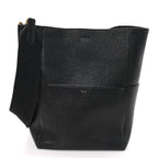 Soft Grained Calfskin Sangle Bucket Bag Black
