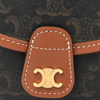 Canvas Calfskin Triomphe Mini Besace Tan