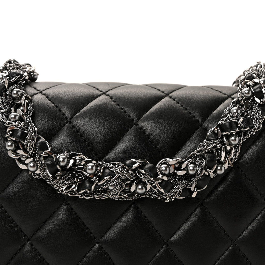 Lambskin Quilted Medium Westminster Pearl Flap Black