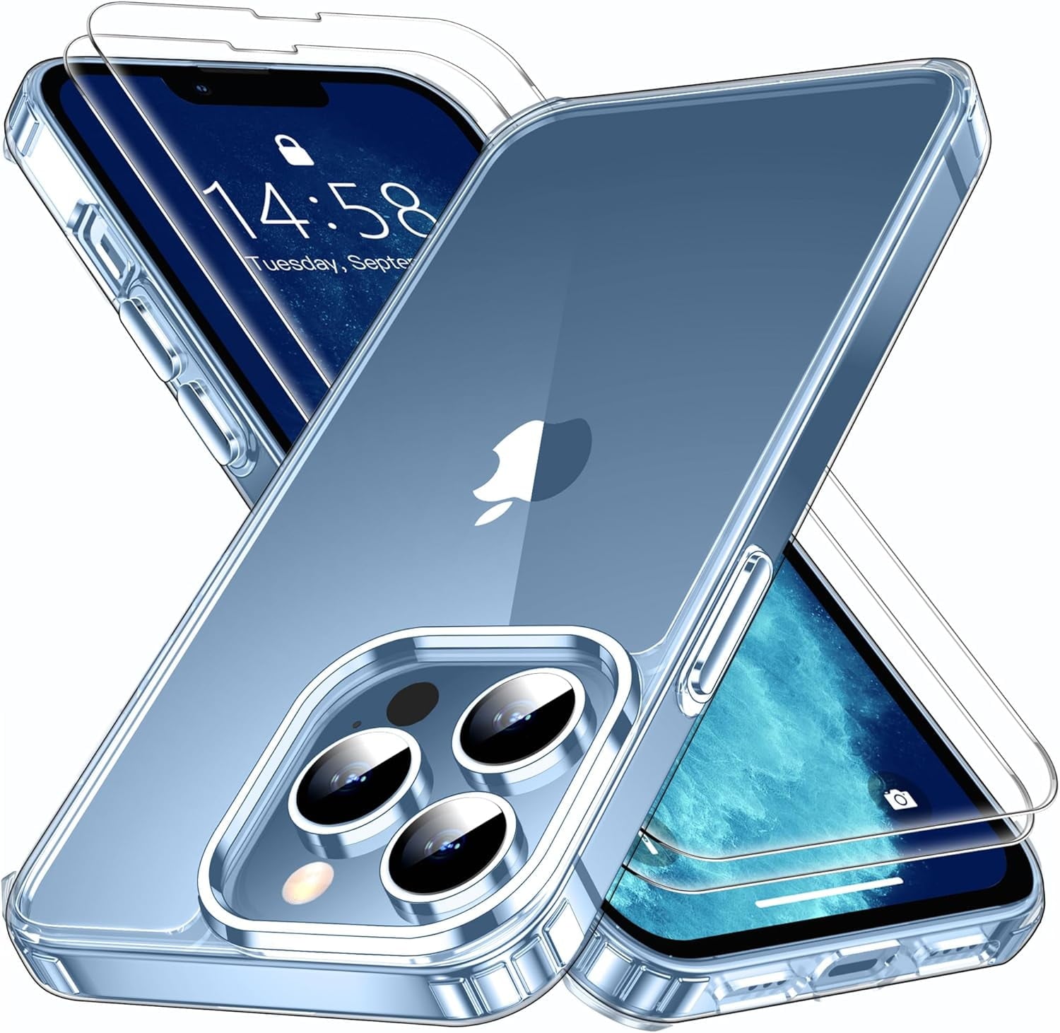 Entronix Bundle Compatible with iPhone 12 Pro Max - [Hard] Clear Case & 2 Clear Screen Protectors