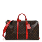 Calfskin Monogram Keepall Bandouliere 50 Coquelicot