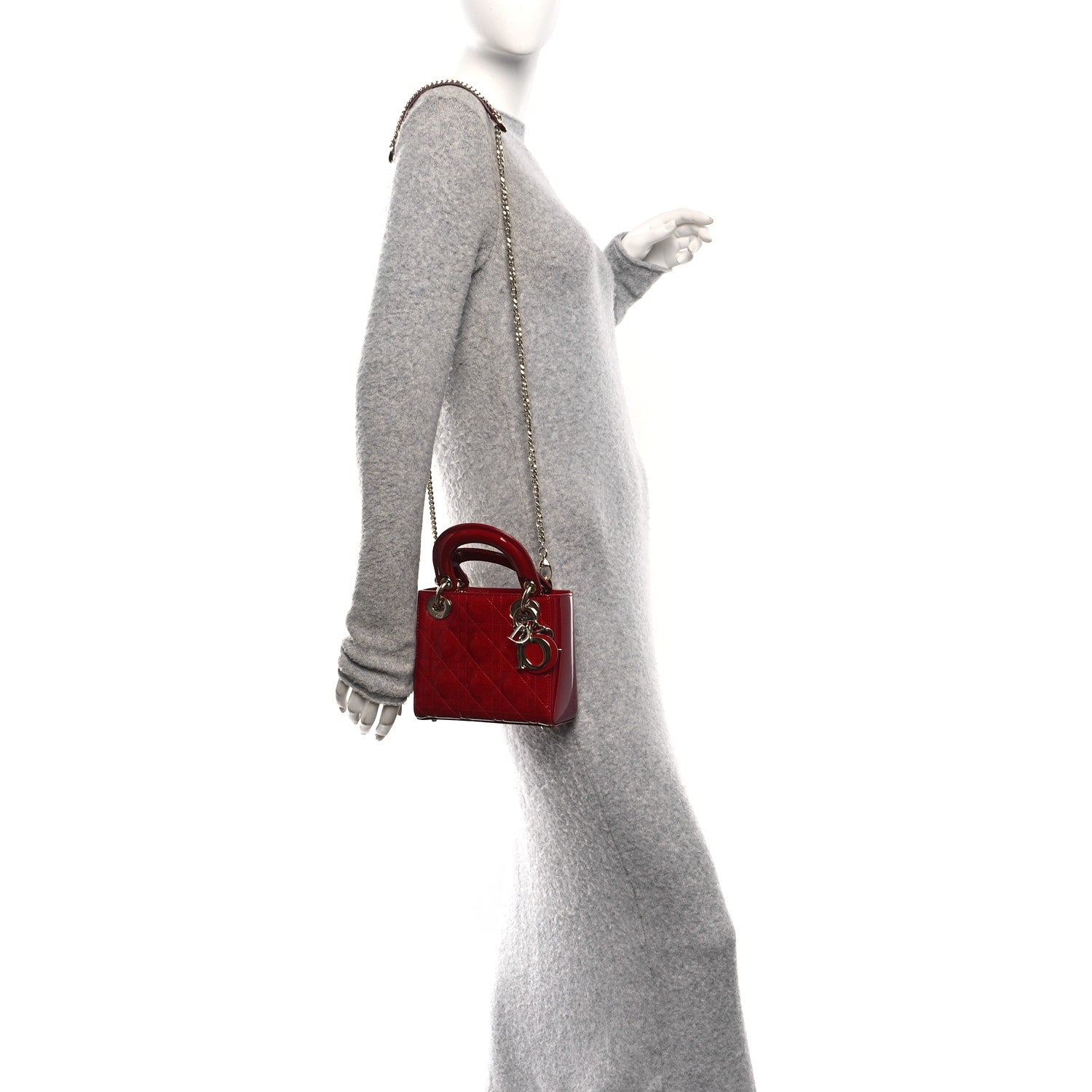Patent Cannage Mini Lady Dior Red