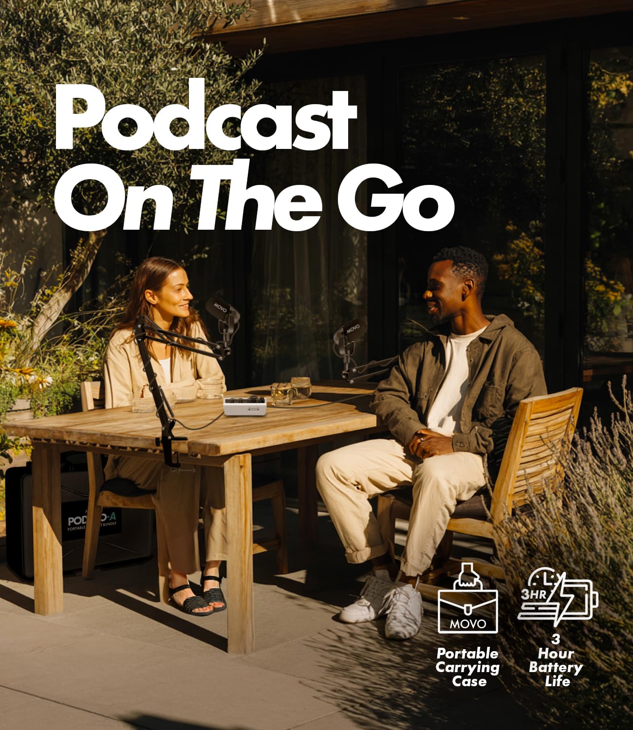 Movo PodPro-A Portable Podcasting Bundle for 2 for Smartphones and Computers