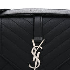 Grain De Poudre Textured Mixed Matelasse Triquilt Medium Monogram Satchel Black