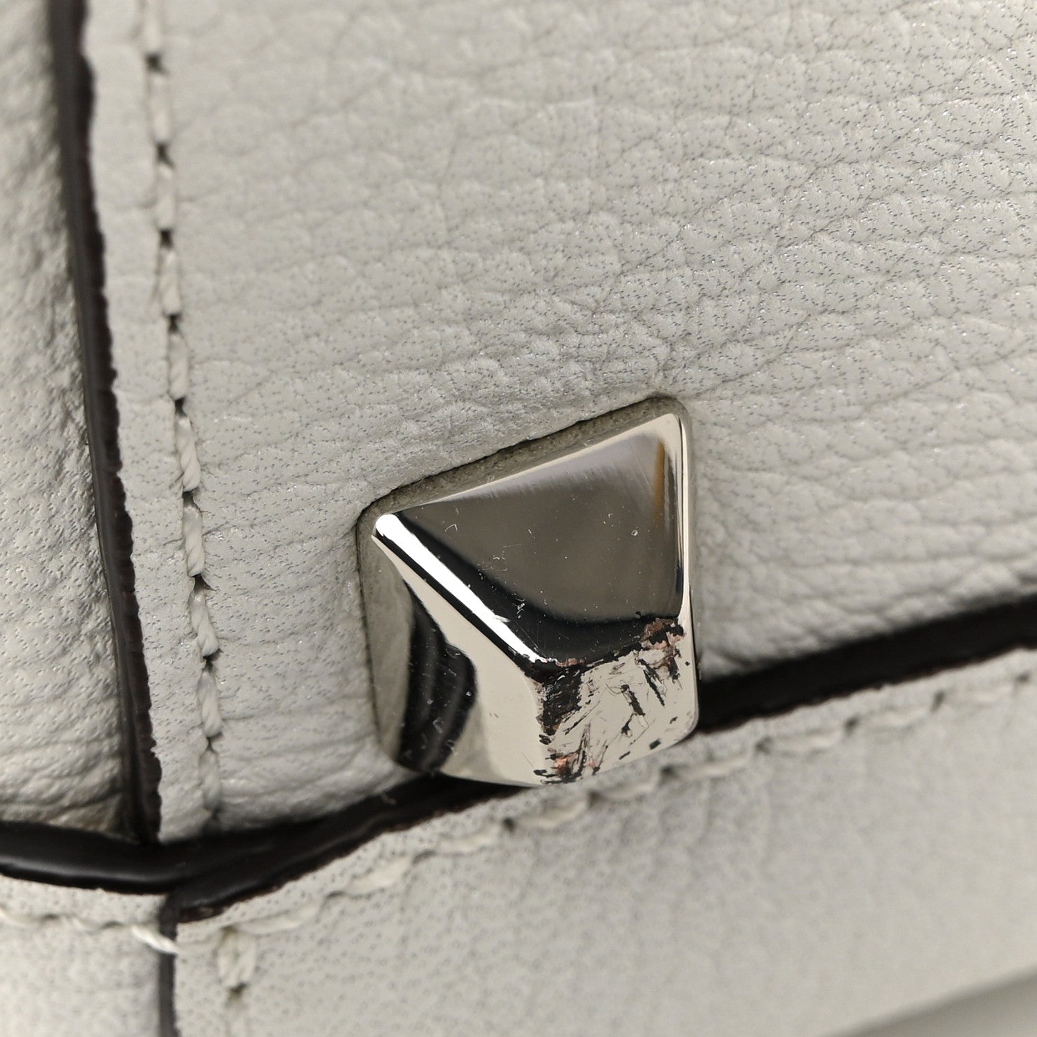 Grained Calfskin Medium Milla Convertible Backpack White Flake