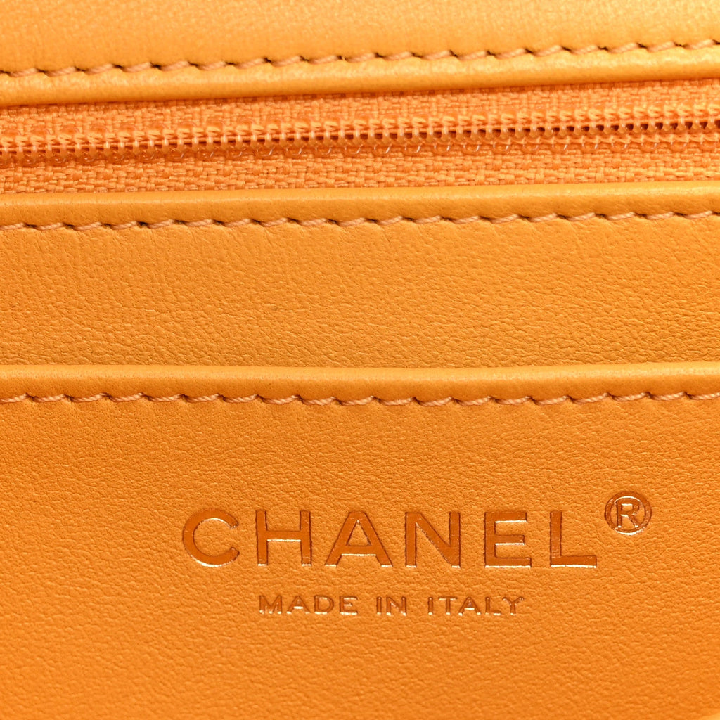 Lambskin Quilted Medium Crystal Top Handle Rectangular Flap Yellow