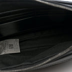 Fabric Jacquard Calfskin Barocco Wristlet Pouch Black