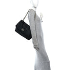 Nylon Medium Monaco Chain Shoulder Bag Black
